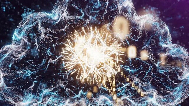 Conceptual artwork of interconnected data nodes converging with a cloud, symbolizing cloud-based computing, scalable digital networks, and advanced virtual information management