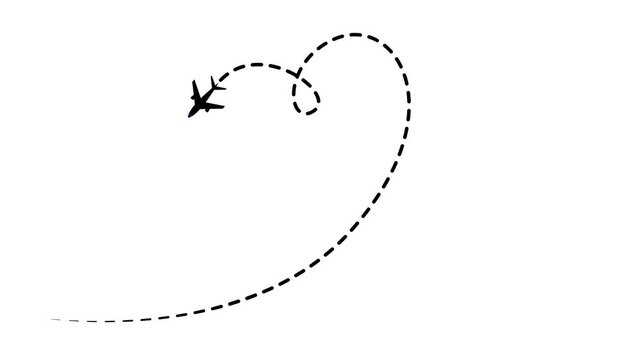 Airplane Travel Route Heart Shape Dotted Line