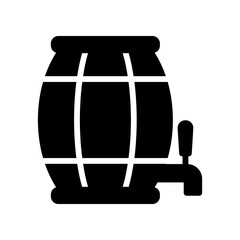 Wooden Barrel With Tap On Stand. Classic Cask For Beer, Wine, Whiskey, Or Aging