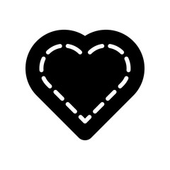 Heart Shape Icon With Dashed Inner Border, Outline Symbol Of Love And Care