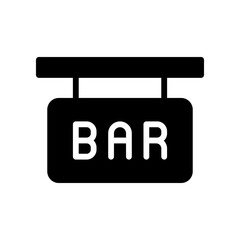 Bar Sign With Hanging Panel Icon Isolated On White Background For Hospitality Branding