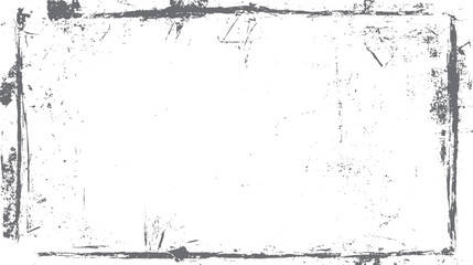 Grey distressed grunge border frame with white background and scattered speckles and scratches texture