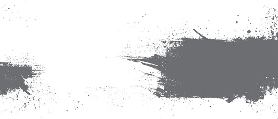 Grey paint splatters and brush strokes on a white background abstract texture black brushstroke