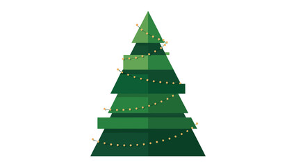 Geometric Festive Tree: A modern, minimalist illustration captures the essence of a holiday tree with a simple geometric design, adorned with twinkling string lights, perfect for festive decorations.