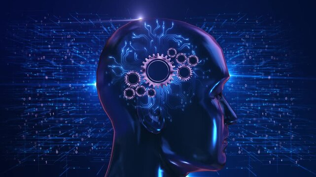 Artificial Intelligence machine Learning Digital Gears data science training Binary Code Futuristic innovation Technology System technology, innovation, collaboration, and complexity binary code