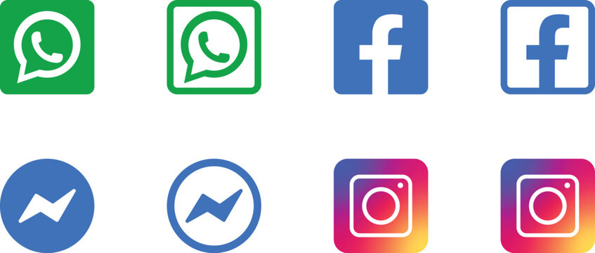 Social media whatsapp facebook messenger instagram logos &ndash; official brand icon set