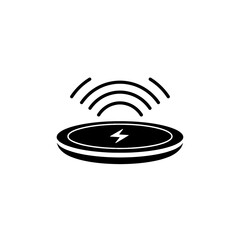 Wireless charger icon with signal waves on transparent background