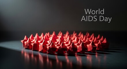 World aids day concept with red star shapes on a dark background