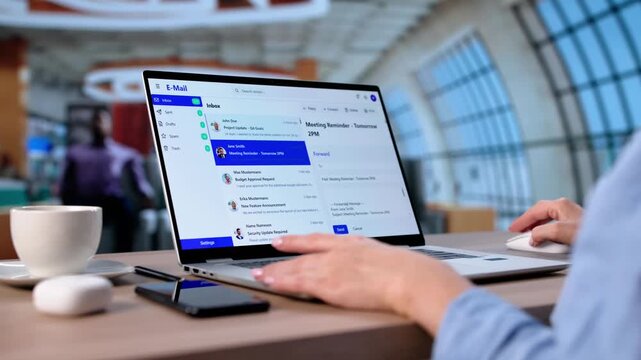 Busy Businesswoman Typing On Laptop During Layover