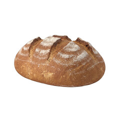 Freshly Baked Round Artisan Bread with Flour Sprinkles Isolated on a Transparent Background a Delicious Bakery Staple