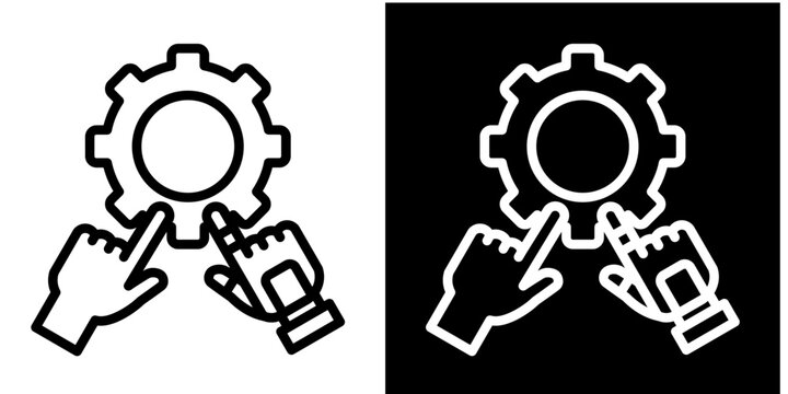 Collaborative Robots  Icon Set White Style Collection