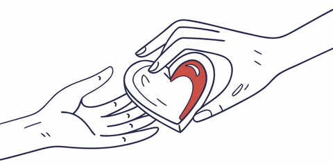 Obraz premium Line art of hands holding a heart