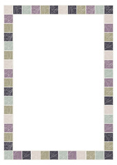 Decorative A4 frame with geometric squares and continuous line art in pastel colors. Clean and modern abstract background ideal for wallpapers, textiles, wrapping paper, and digital design projects.