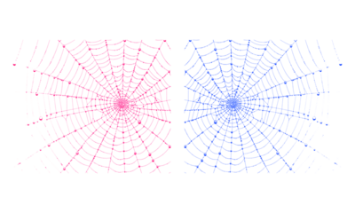 Vibrant pink and blue spiderwebs for abstract halloween design