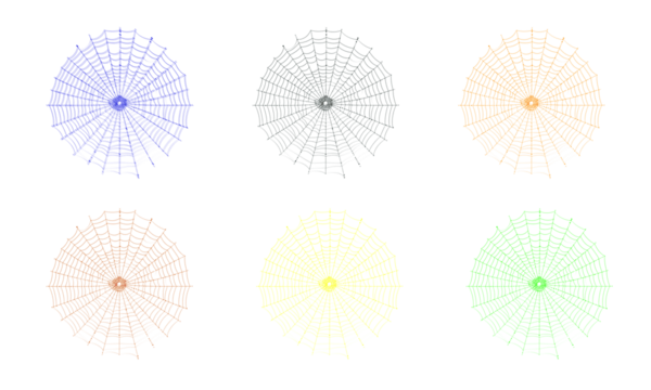 Multiple colorful spider webs vector illustration concept art - Powered by Adobe