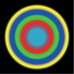 Colorful Spectrum-Inspired Circular Gradiant Composition Forming an Artistic Abstract Round Frame with Soft Open Black Background Space 