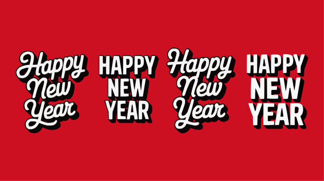 New Year's Greetings: A vibrant red backdrop serves as a canvas for the warm wishes of 'Happy New Year', a timeless message of hope and fresh beginnings.