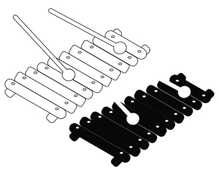 Xylophone icon or logo isolated sign symbol vector illustration . Liner icon, isometric xylophone musical instrument of  percussion idiophones. collection of high quality black and white style vector.