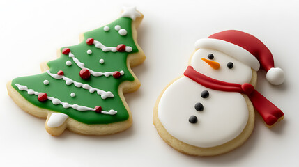 Delightful Christmas Cookies: A festive tree & charming snowman, iced with care. Perfect for holiday treats! #ChristmasBaking #HolidayCookies #SweetTreats