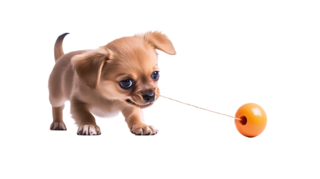 Whimsical Puppy with Rolling Yoyo Cartoon Delight