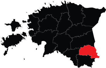 Vector Map of Polva County in Estonia Map