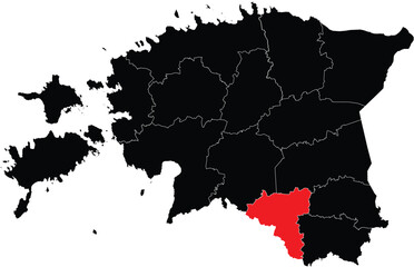 Vector Map of Valga County on Estonia Map
