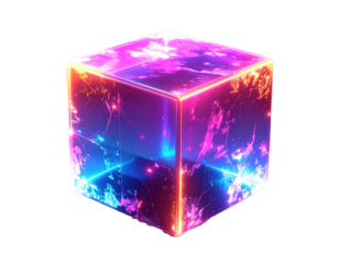 Futuristic Holographic Cube With Floating Glow
