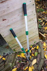 grass scissors and cabin window