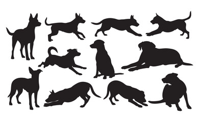 Black Dog Silhouette Bundle Vector Set