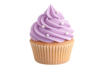 Cupcake with purple frosting and white sprinkles
