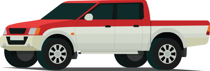 Twin cabin pickup truck angled front side view