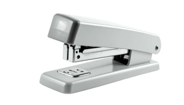 Silver stapler with black background