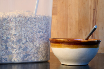 bowl and muesli in box