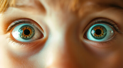 Close-up of wide eyes showing fear, framed with high contrast lighting 