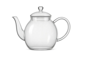 Fototapeta premium Glass teapot transparent empty kitchenware for tea concept
