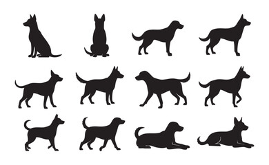 Black Dog Silhouette Bundle Vector Set