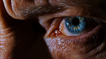 Close-up of vulnerable eyes showing subtle pain and natural lighting 