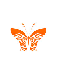 Butterfly icon vector on white background. Butterfly orange silhouette. Beautiful insect. Vector AI