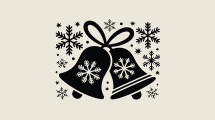 Festive holiday bells adorned with delicate snowflakes create a charming winter scene perfect for joyful celebrations and seasonal promotions