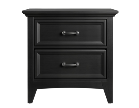 Elegant Black Two-Drawer Nightstand for Bedroom Decor