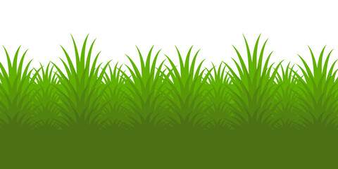 Fototapeta premium Green grass illustration in flat style. Flower and wild grass plant design.