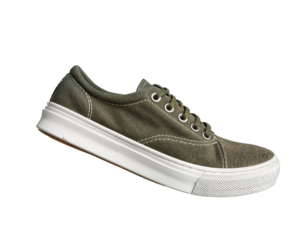 Olive Green Canvas Sneaker with White Sole and Laces