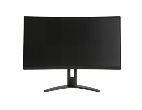 Black Curved Gaming Monitor on Transparent Background