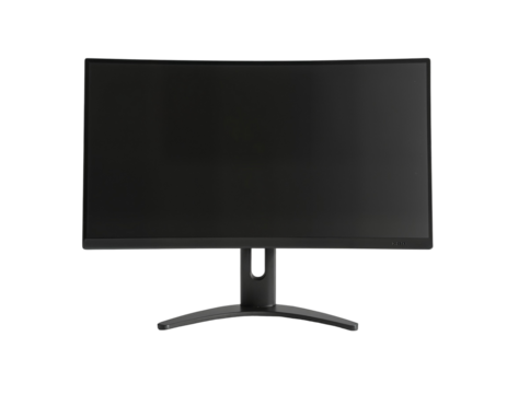 Black Curved Gaming Monitor on Transparent Background