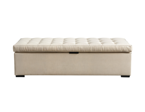 Beige Tufted Storage Ottoman Bench for Home Decor