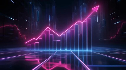 Abstract digital financial visualization with rising data bars and lines - Powered by Adobe