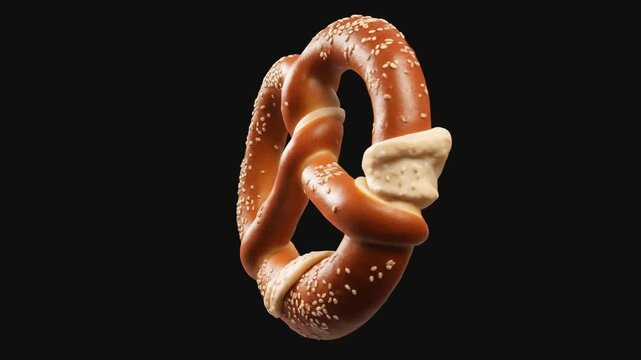 A delicious pretzel with sesame seeds, freshly baked