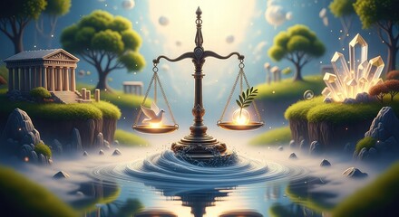 Miniature scene of two people working on a diorama with tiny trees and landscaping.