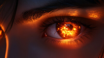 Cinematic close-up of hopeful eyes with detailed pupils and glowing catchlights 