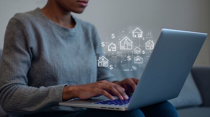 a person using laptop is looking for house investment